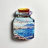 LUYMFSY Napoli Italy 3D Resin Fridge Magnet, Decorative Travel Souvenir with Coastal Scenery, Cork Stopper Bottle Design, 5.1x4.3 Inches