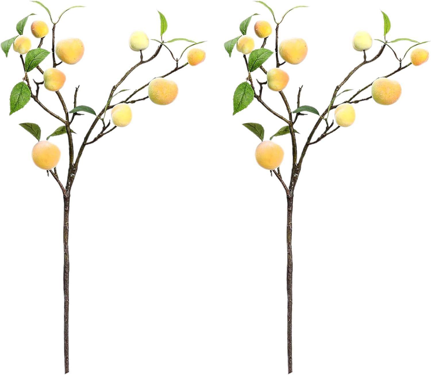 2 Pcs Artificial Fruit Branch, Simulation Peach Branch Lifelike Plant Fruit Tree Stem, Fake Fruits Berry Branches Stem Fall Flowers Decor for Living Room Dorm Decor (B)