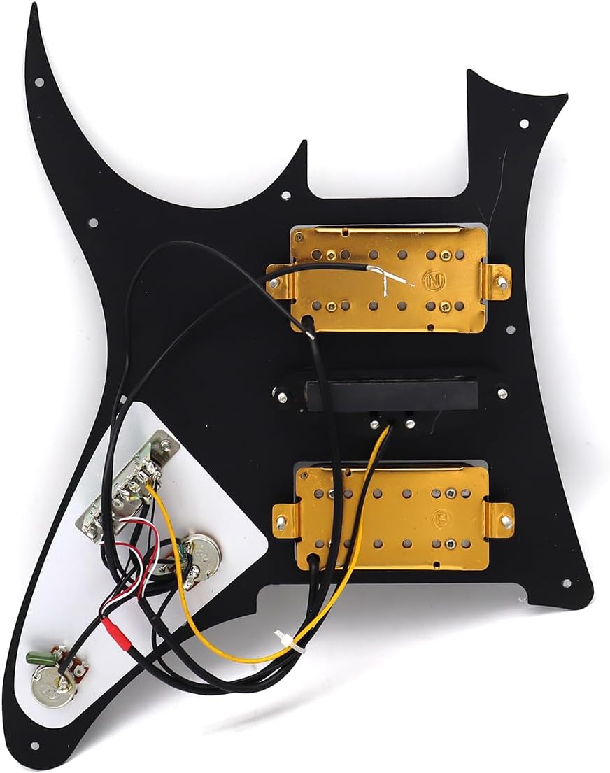 3-Ply Prewired Loaded HSH Guitar Pickups Pickguard for Ibanez Electric Guitar Replacement (Black)