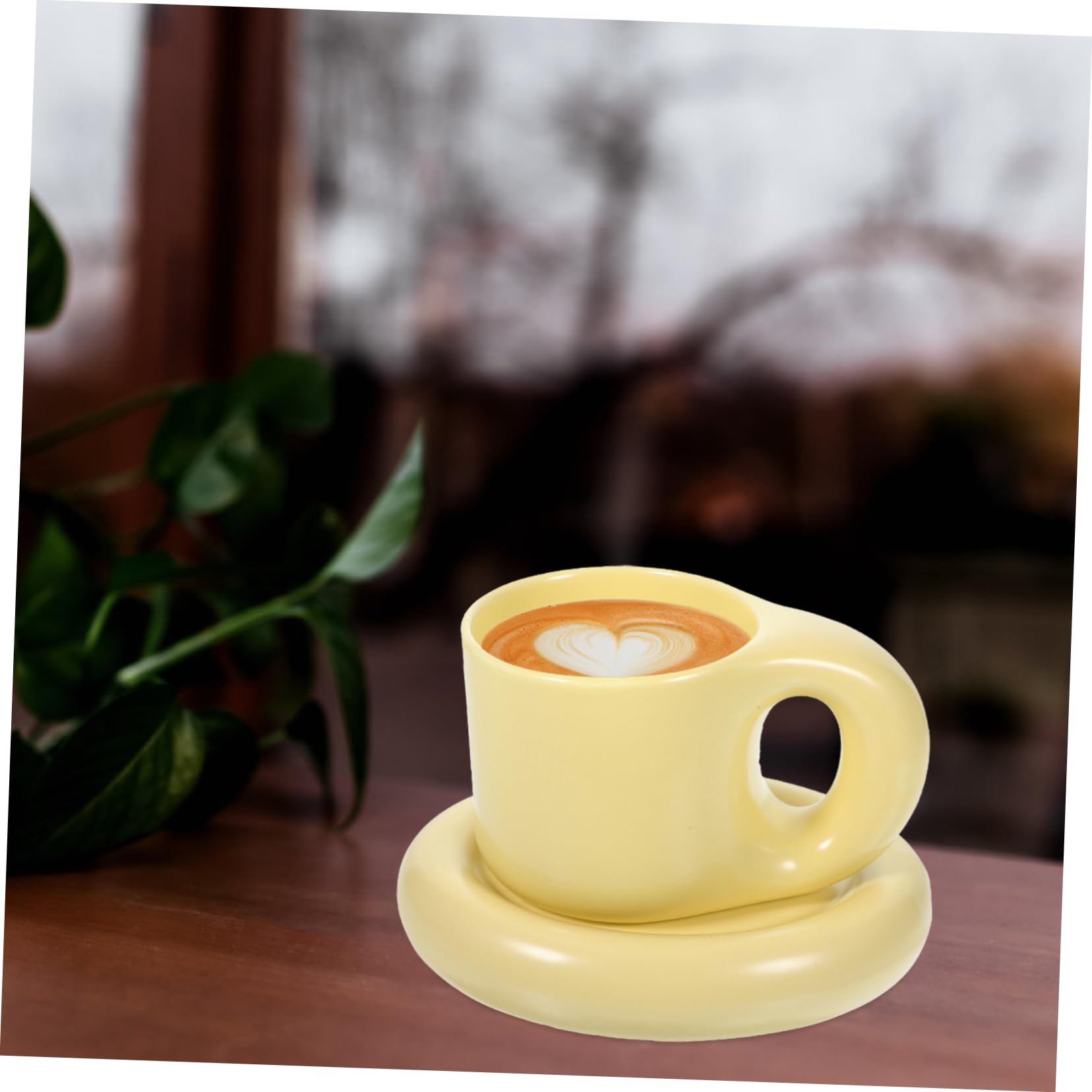 Keramik Kaffeebecher 300ml mit Untertasse, für Heiße Getränke