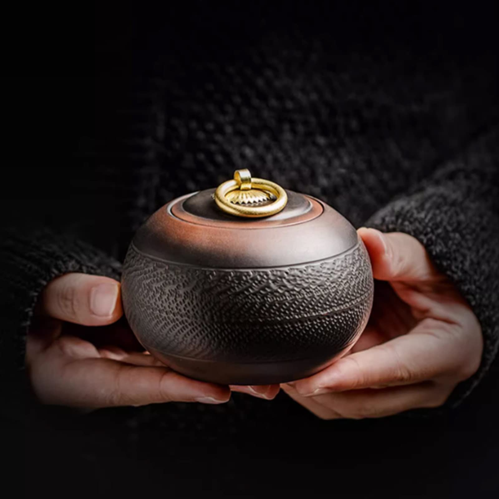 Pojemnik na herbatę Pojemniki do przechowywania herbaty, ceramiczny słoik z uszczelką i teksturą ziarna młotka, fioletowy piasek, ceramiczny słoik do przechowywania luźnej herbaty, 200 ml