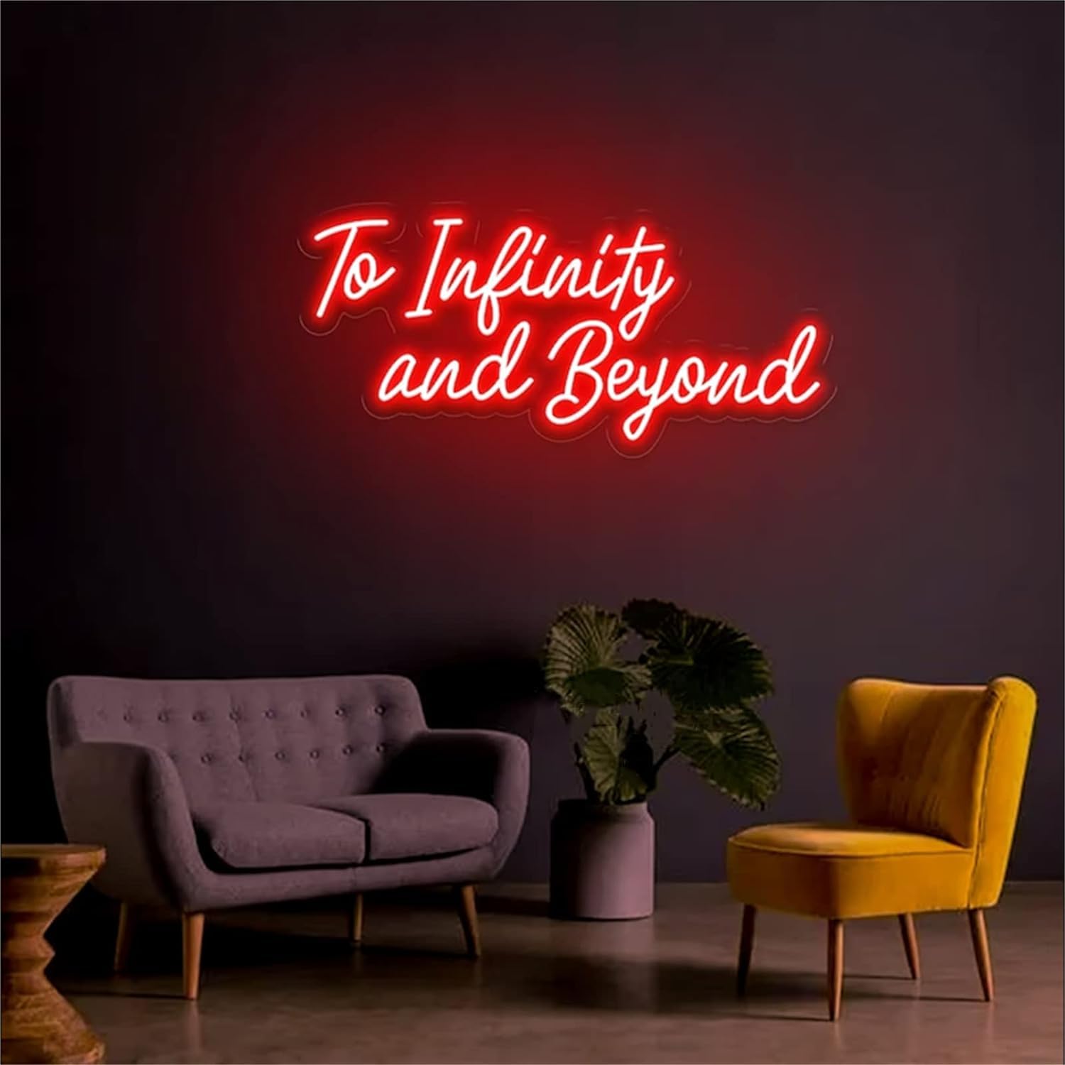 KIJyfgTR LED Neon Light Sign to Infinity and Beyond Neon Signs, Bedroom Office Decor LED Neon Lights, Window Wall Hanging Night Lights Luminous Signboard, 49X20cm