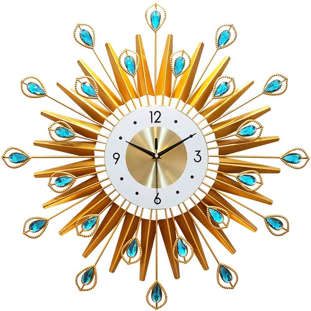 AUNEVN Relojes de Pared Relojes Colgantes Personalizados Sala de Estar Operada por Batería Cocina Cocina Moderna Metal Dorada Relojes Decorativos