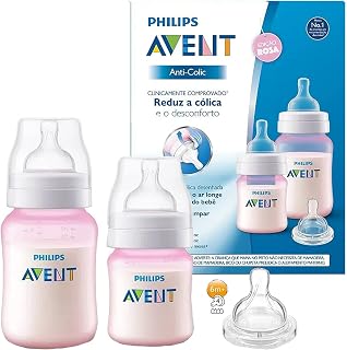 Mamadeiras Anti Colica 2 unid 125 e 260ml - ROSA + bico extra