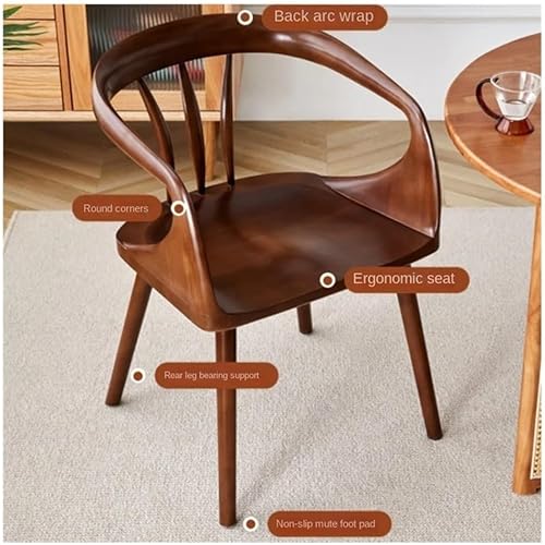 Miniatura 5 de Sillas de comedor, moderna silla de comedor de madera maciza con reposabrazos - Muebles de cocina y sala de estar, Sillas para comedor (color cereza)