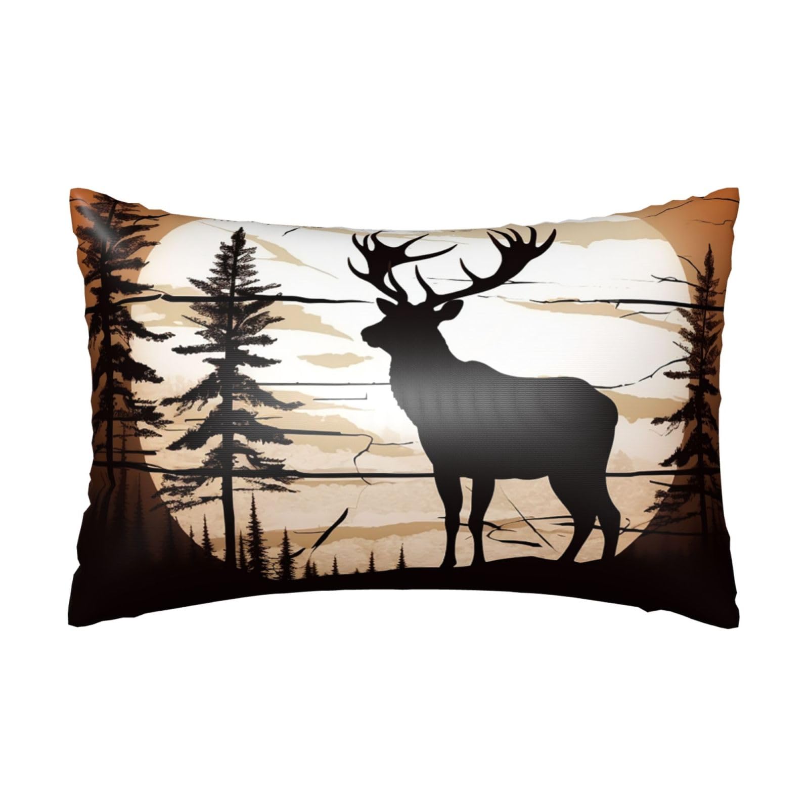 Satin Pillowcase for Hair and Skin, Wild Elk Silhouette Pillow Case Queen Size 20x30 Inches, Cooling Silky Pillowcases with Zipper Ultra Smooth and Soft Pillow Cover for Sleeping
