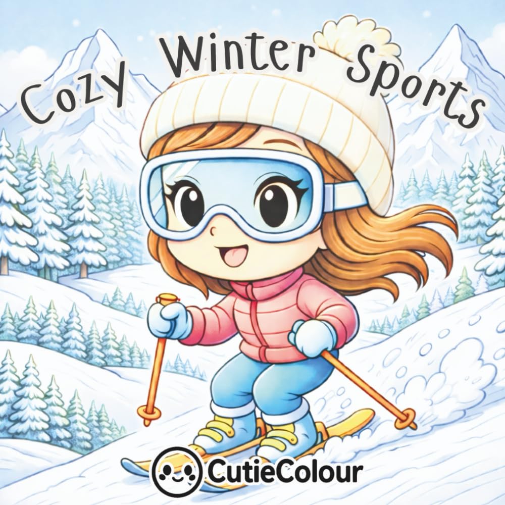 Cozy Winter Sports: A 25 Image Cozy Chibi Coloring Book for Adults and Teens Featuring Cute Winter Sports, Snowy Adventures and Relaxing Stress-Relief Scenes