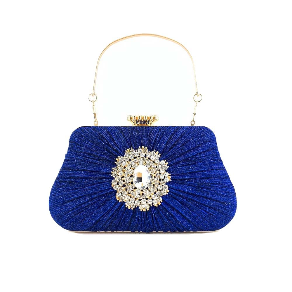 Bolsos de embrague para las mujeres Moda Cena Bolsa Plisada Artesanía Rhinestone Bolsa Cross Body Hombro Bolsas para Boda Prom Night out Fiesta