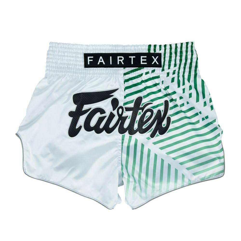 Fairtex Slim Cut Muay Thai Boxing Shorts, Racer White, Large