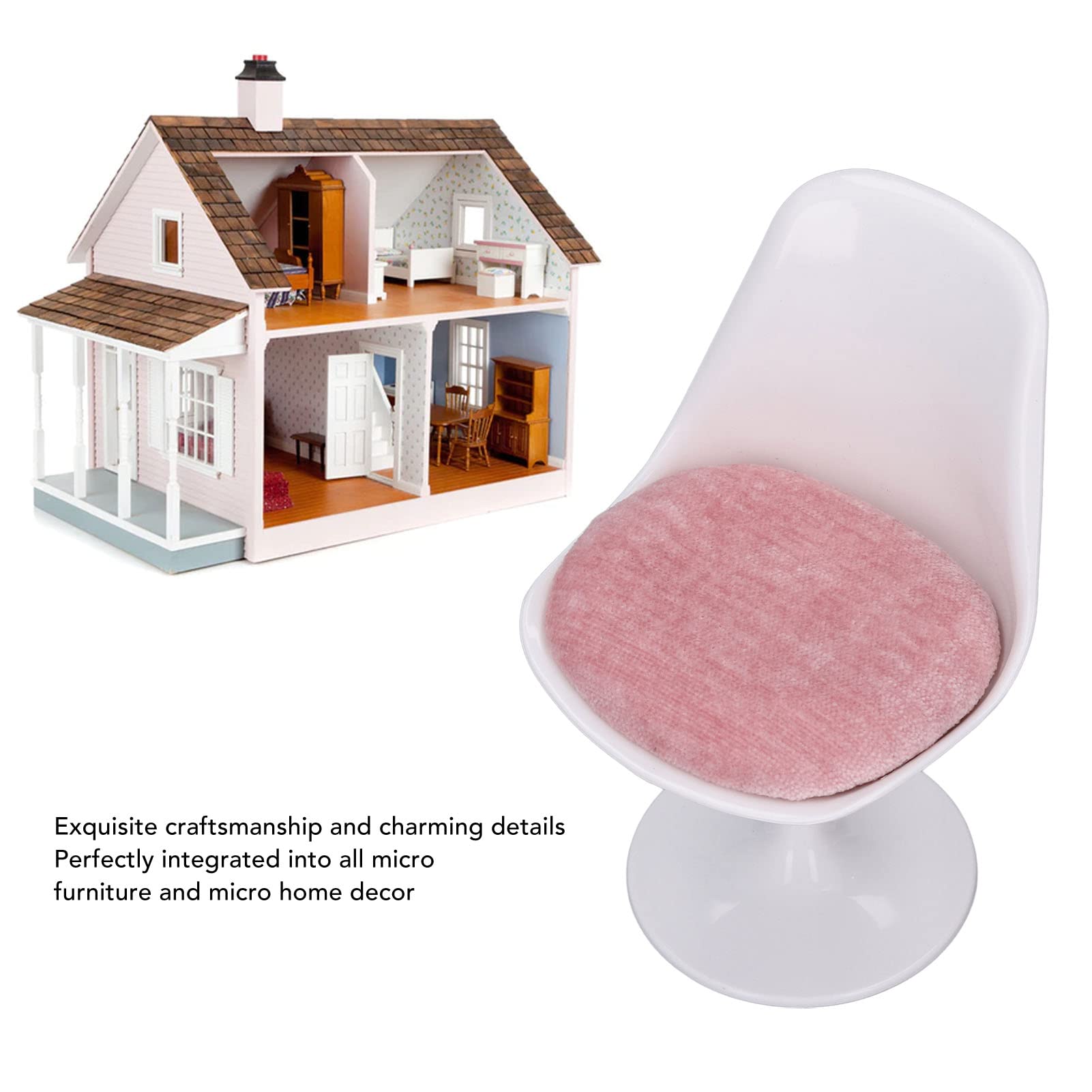 Bnineteenteam 1:6 Doll House Office Chair,Dollhouse Bar Chair for Dollhouse Accessories(Without Armrest)