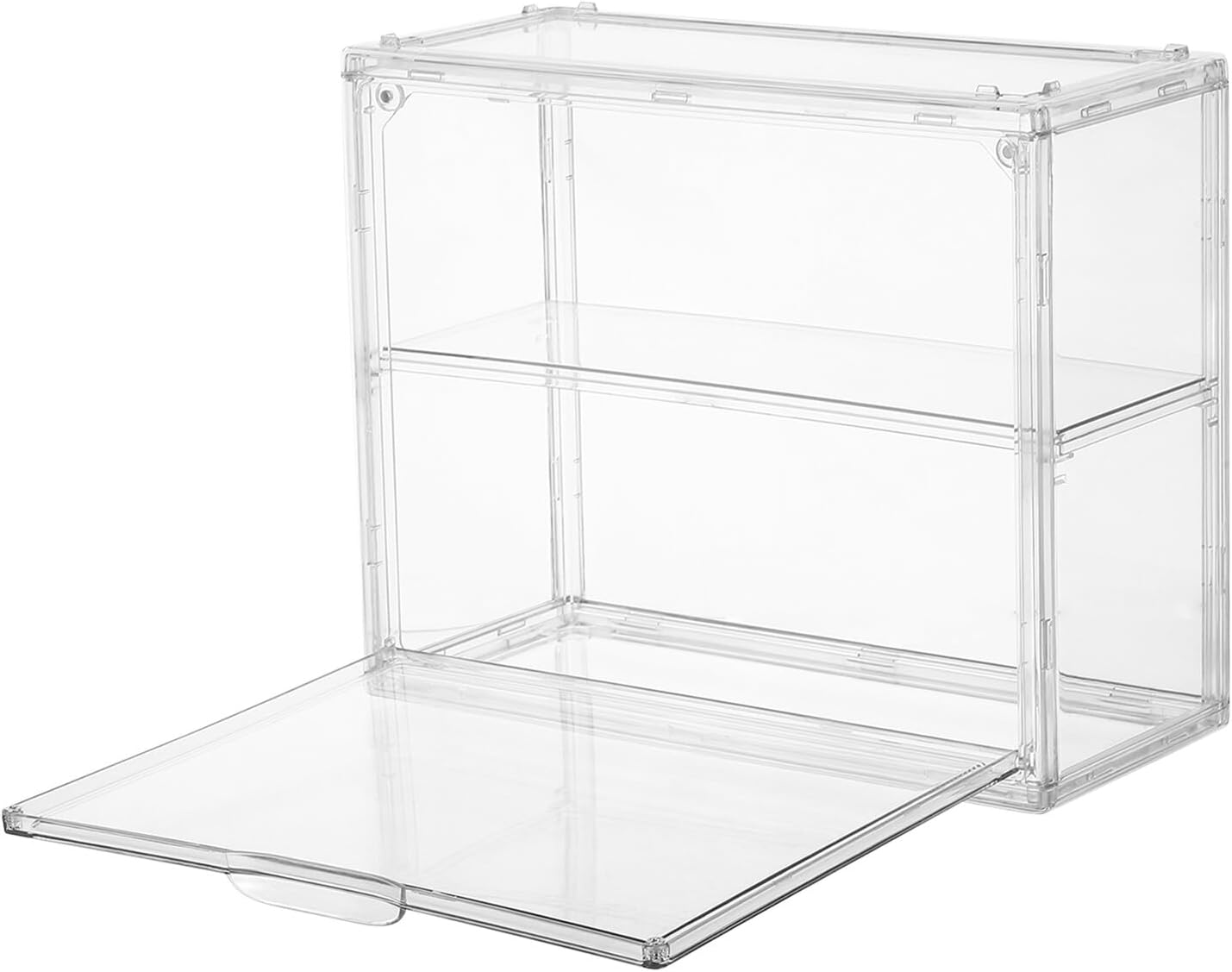 Stackable Model Car Display Case with 2 Tiers, Acrylic Showcase Box 27x22x12cm, Dustproof Storage Organizer for Collectors and Mini Diecast Cars Display