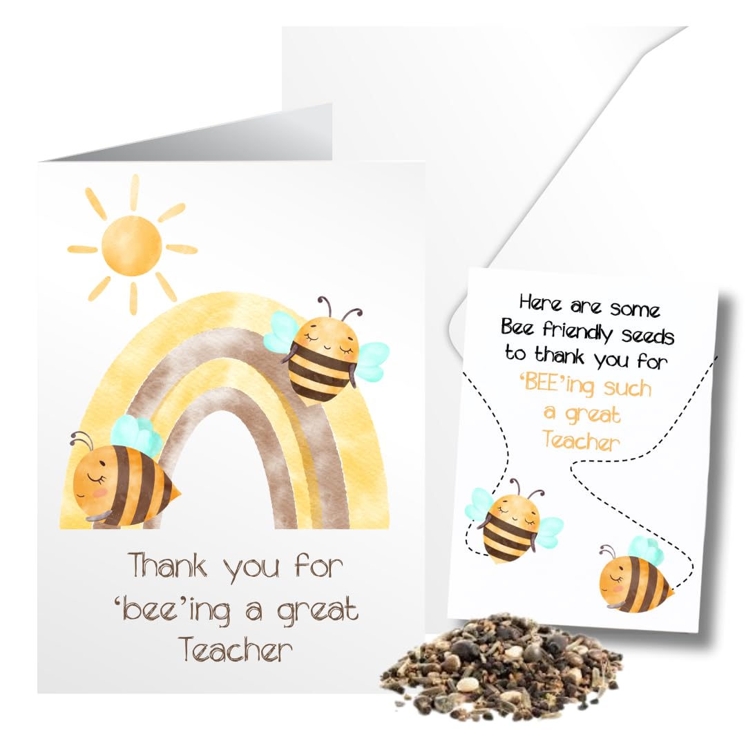 Unique Teacher Thank You Card with Wildflower Seed Packet Teacher Gift - Perfect End of Year Gift for Teachers - Beeing A Great Teacher