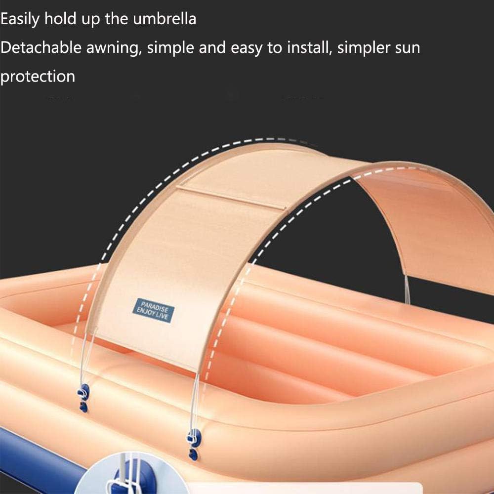 Family Rectangular Inflatable Swimming Pool, Second Inflatable Swimming Pool, Shade Water Party, Outdoor, Garden-sea blue260x160x68cm (Orange 2