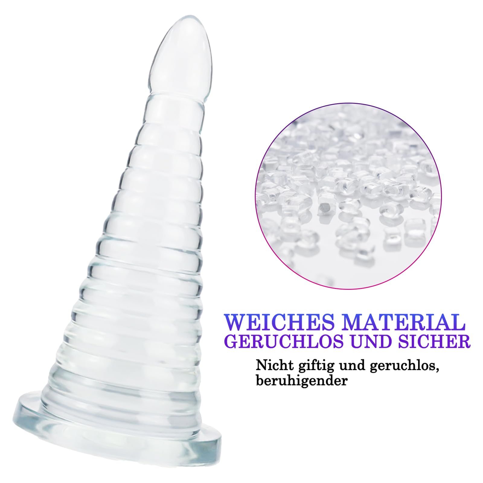 BDSMAGE 25cm Plug Anal, 9 cm de diámetro Dildo Anal Plug Dilatador, forma de cono Plug Anales, Butt Plug Juguetes Eróticos Sexuales, dilatador anal dildo consolador (Transparente)