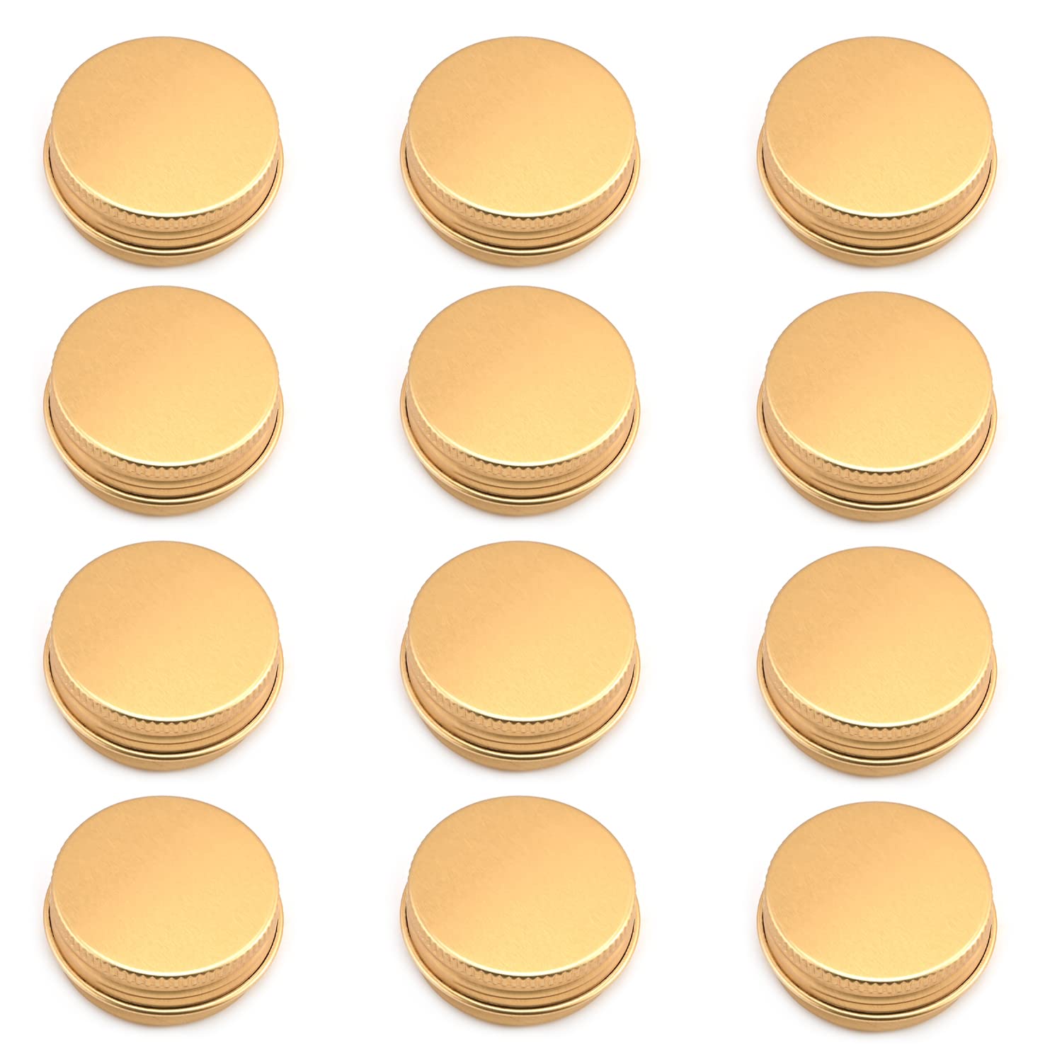 Othmro 12pcs 0.5oz Metal Round Tins Aluminum Tin Cans Containers with Screw Lid, 40 * 18mm(DxH) Gold tin cans for Salve, Spices, Lip Balm, Tea or Candies 15ml