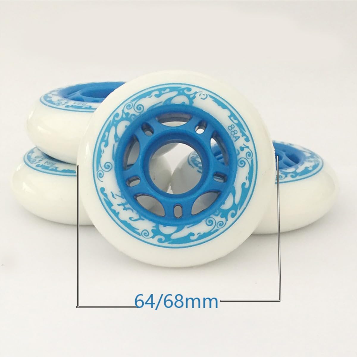 Genérico Ruedas para Patines En Línea Interior Exterior Ruedas para Patines En Línea de 64 mm Y 68 mm con Rodamientos ABEC-9 para Exteriores Dureza 88A Fáciles de Instalar (Rosa 64 mm)