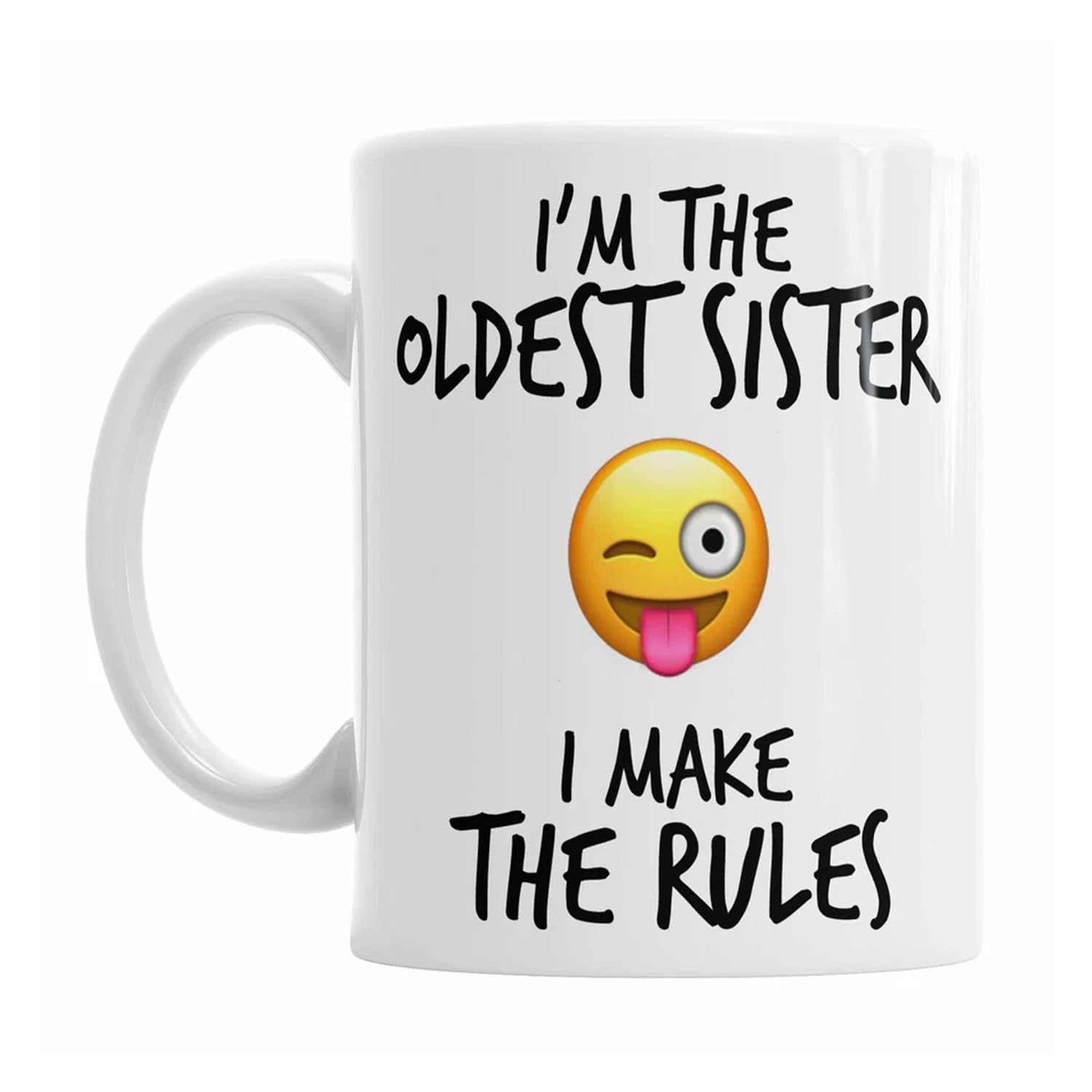 iTRONiK Mugs Family Siblings Youngest Middle Oldest Sisters Rules Funny Coffee Tea - Funny Set of Ceramic Photo Mugs (Oldest Sister)