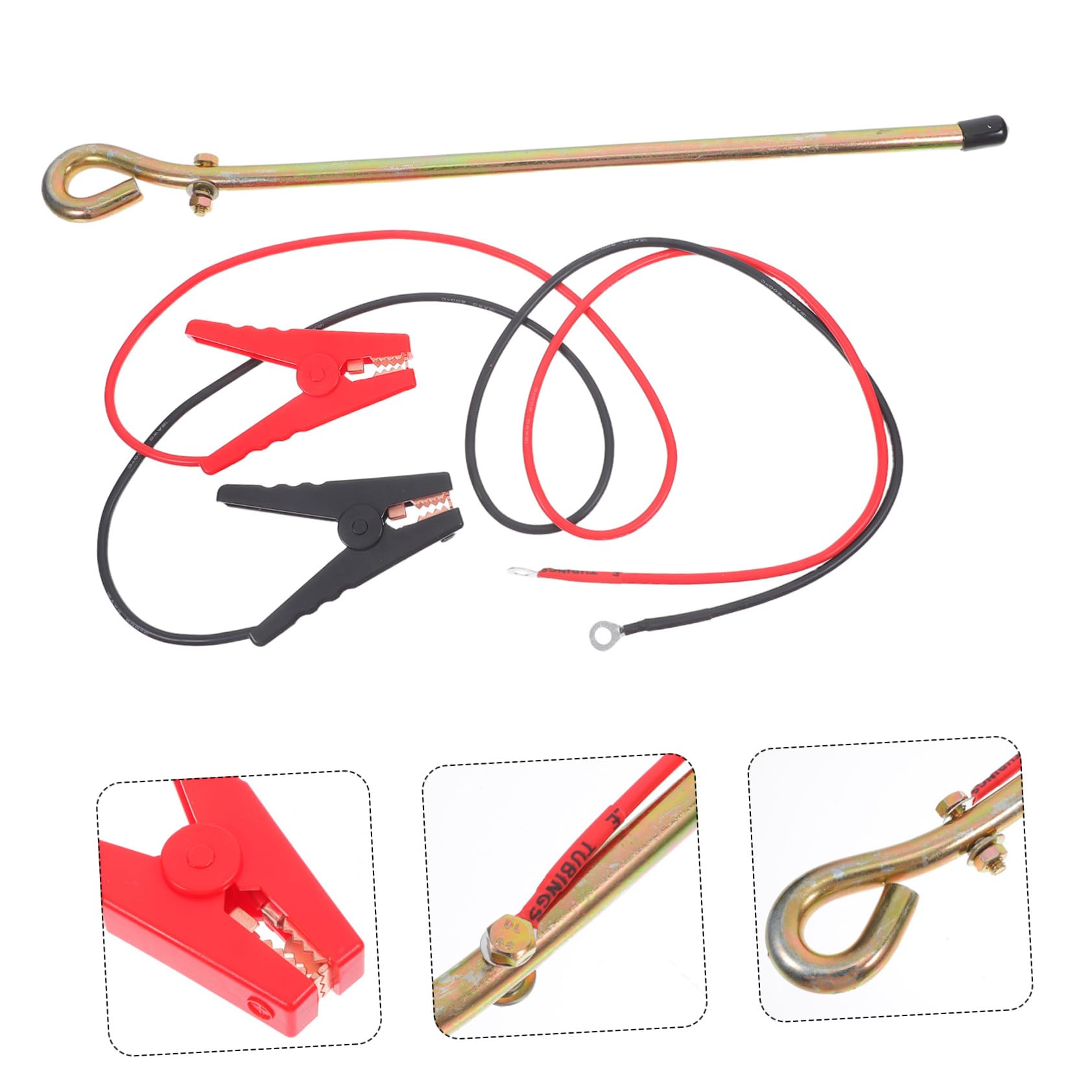 Operitacx Picchetto di Messa Terra Portatile in Ferro con Clip | Kit con Filo di Terra Incluso, Collegamento Sicuro per Auto e Recinzioni Elettriche