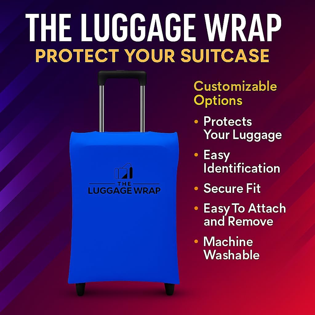 Small Breezy Blue Water-Resistant Luggage Covers for Suitcase TSA Approved for 19"-21" - Durable Patented Design Suitcase Covers for Luggage, Fundas para Maletas, Travel Accessories