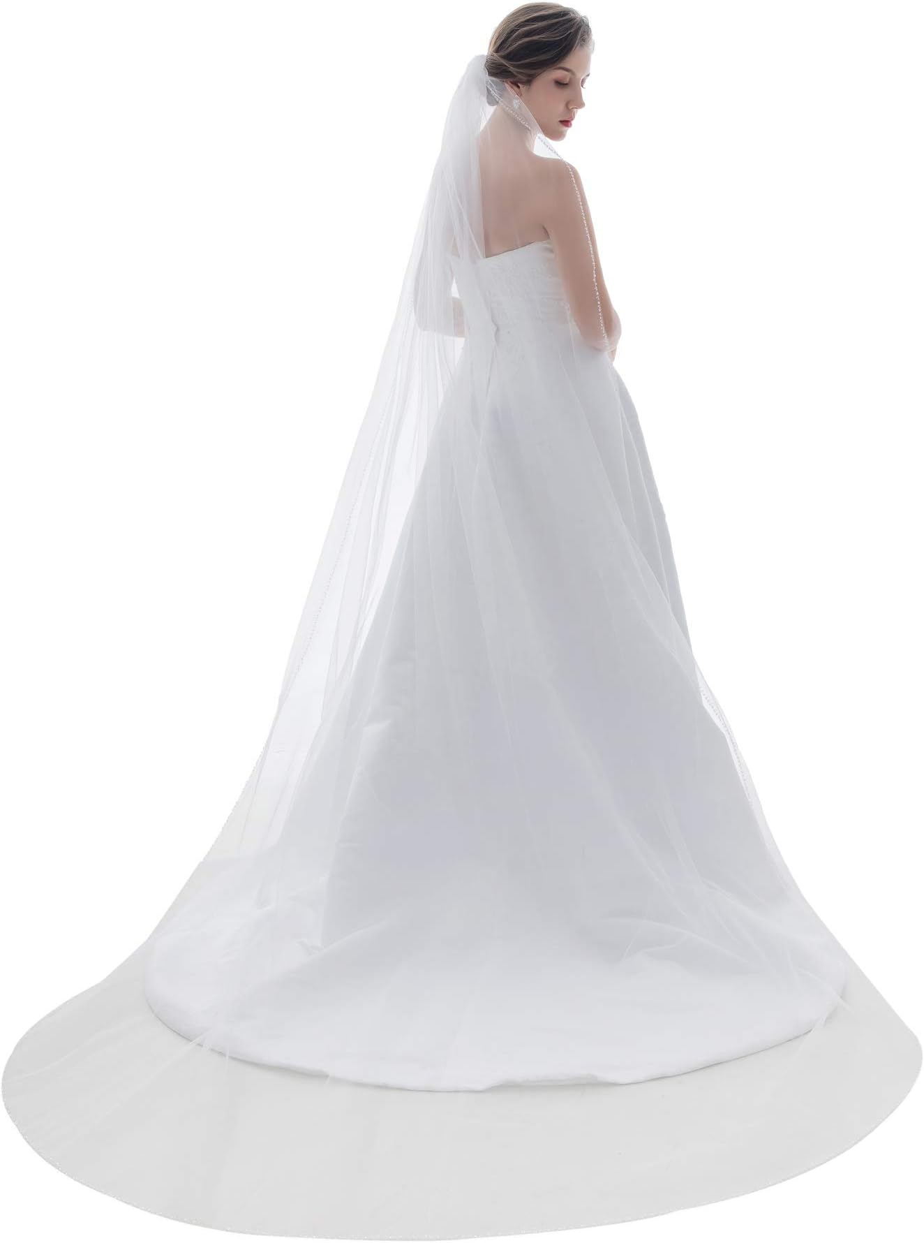 Hochzeitsschleier Kathedrale Länge | 540cm Brautschleier Mit Kamm | Weiß & Elfenbein