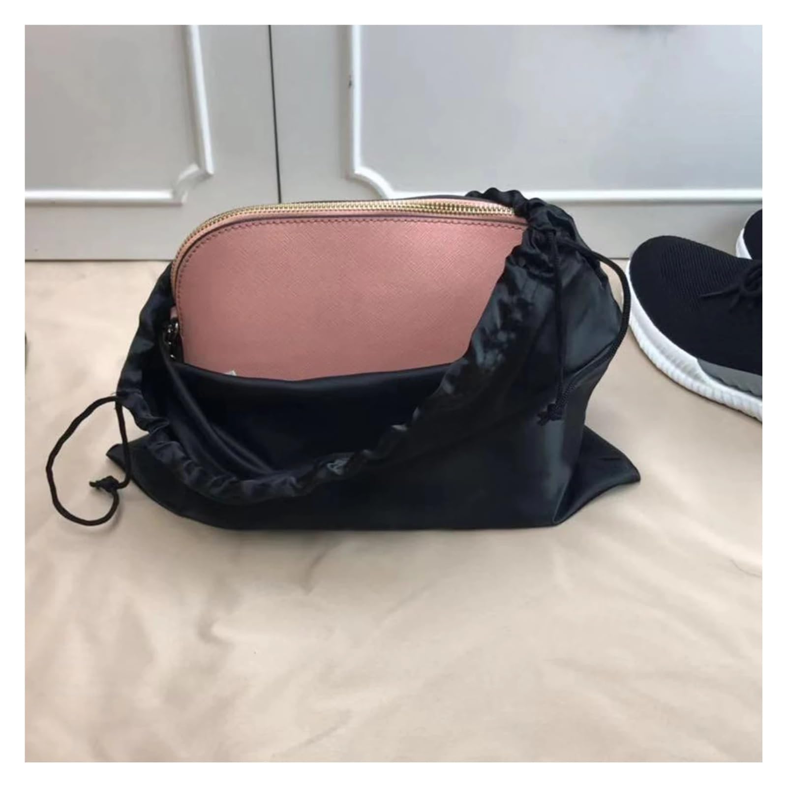 Bolsas Guardapolvo De Seda 2 bolsas de satén seda con cordón for el cuidado, reutilizables, for zapatos y viajes(Black,50x40cm)