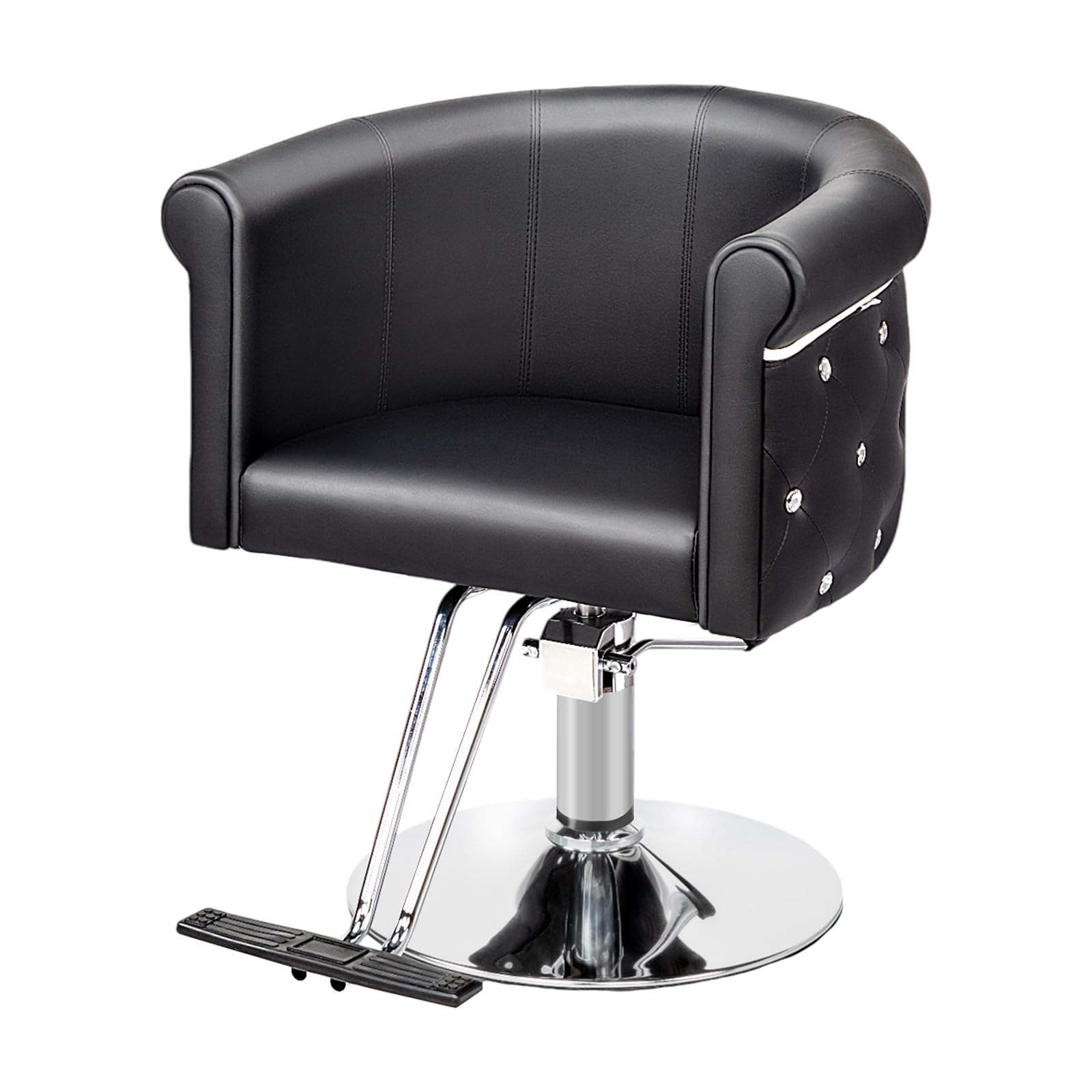 OmySalon Salon Chair for Hair Stylist, Black Hair Chair with Tufted Back Footrest Hydraulic Pump, for Braiding Cosmetology Beauty Spa Styling