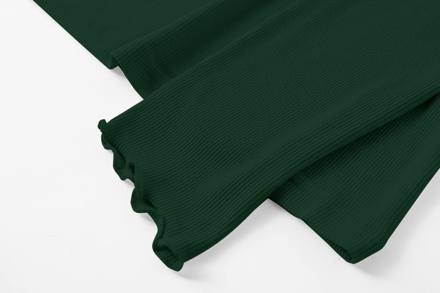 Kindcall Lightweight Ruffle Mock Neck Tops Ribbed Lettuce Trim Soft Base Layer for Women - Image 5