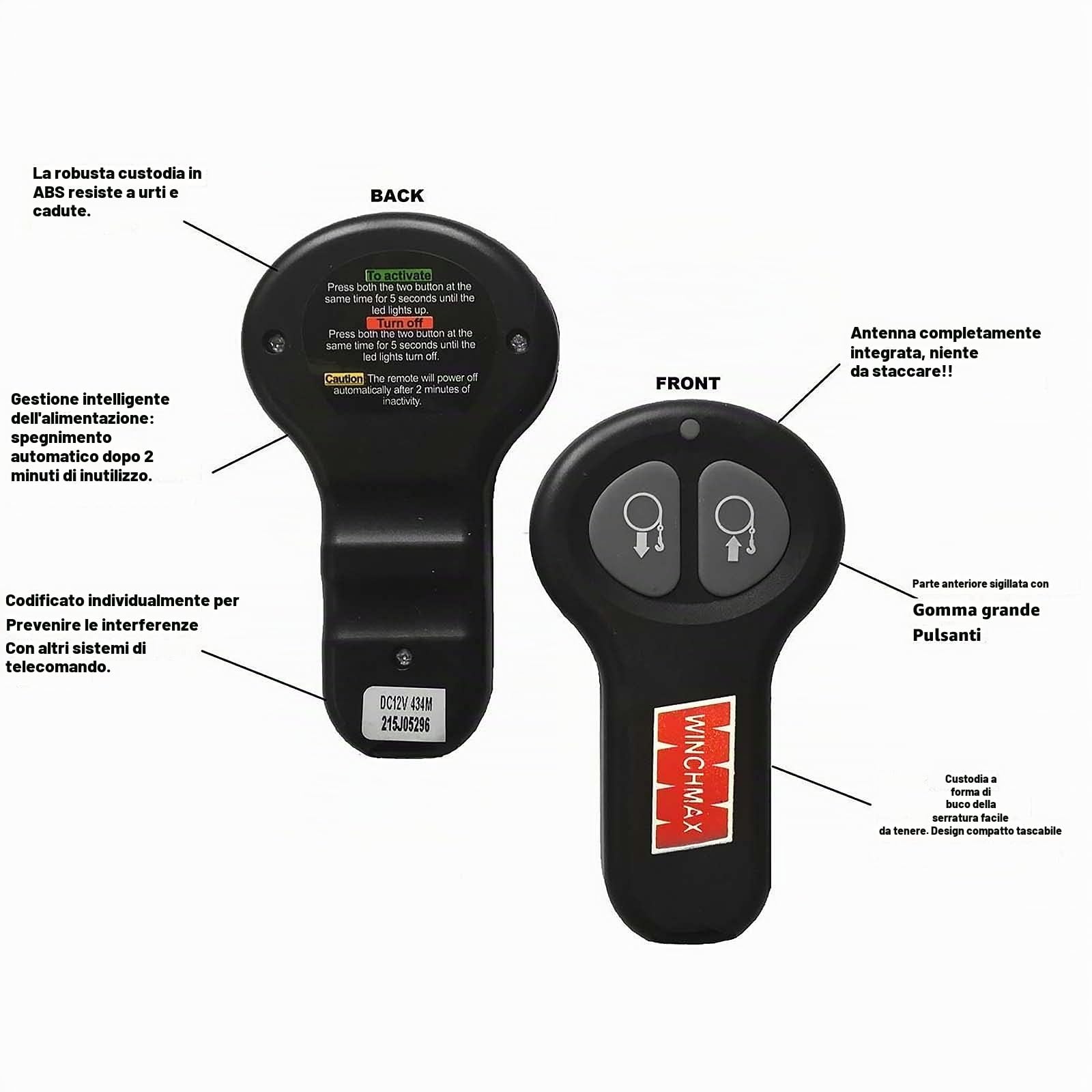 WINCHMAX. . Telecomando per verricello Wireless 24v. Ricevitore gemello.