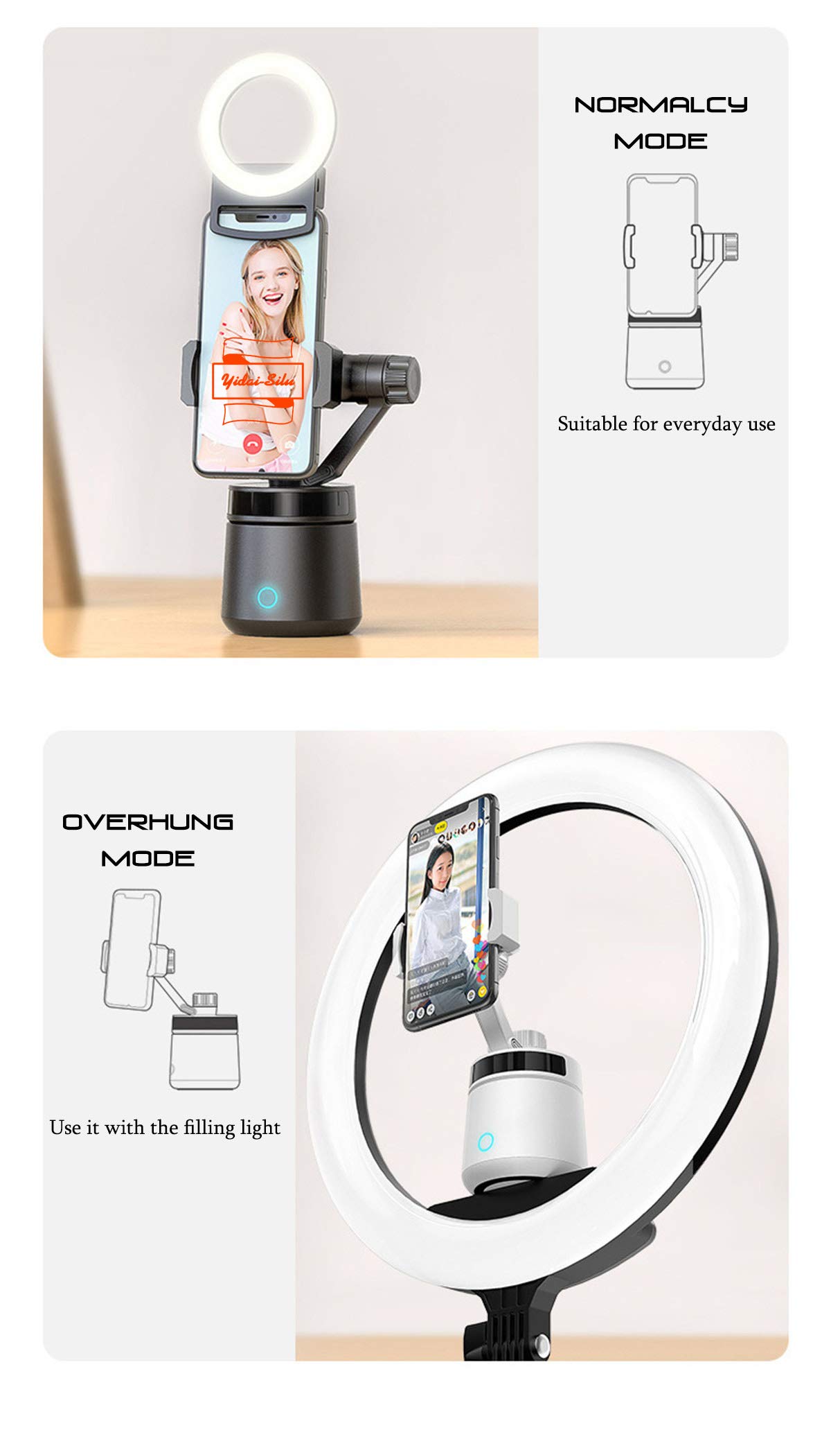Przenośny gimbal do telefonu komórkowego (2 osi, obrót w poziomie 355 stopni, pojemność 1500 mAh) Stabilizator do smartfona, Selfie do iPhone'a/Sams/Huawei/nePlus itd., czarny