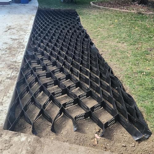 Hillside Erosion Control Grid - Soil Reinforcement Mesh for Wet Clay, Pea Gravel Stabilizer, Durable Ground Support, Easy to Cut and Install, Ideal for Slopes
