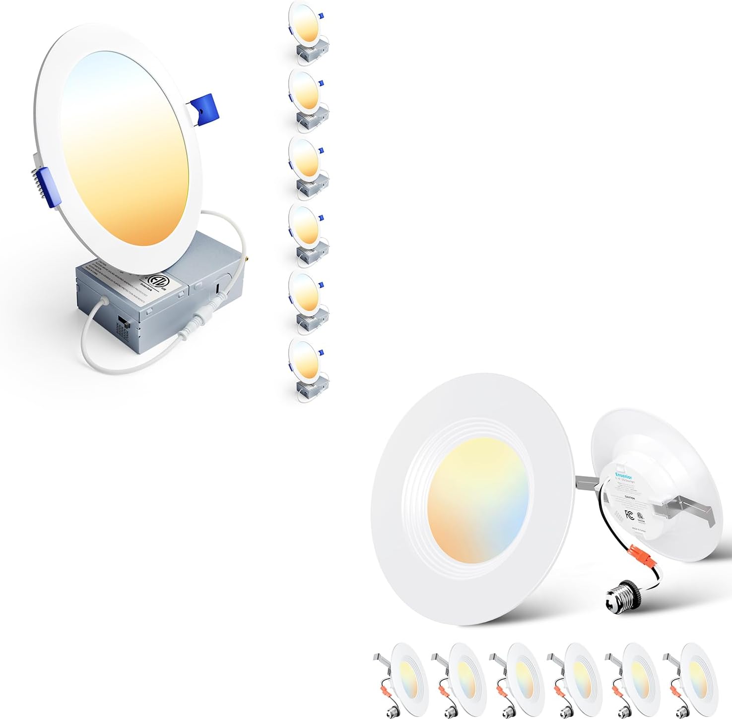 Ensenior 6 Pack 6 Inch LED Recessed Light, Dimmable 5/6 Inch 5CCT LED Can Lights 6 Pack