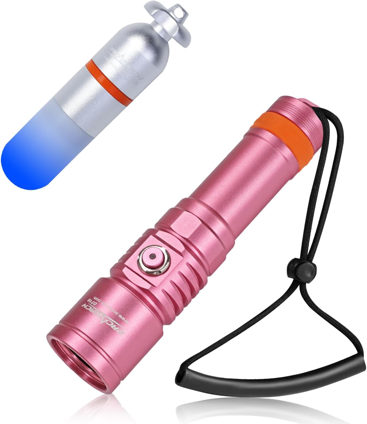 ORCATORCH D710 3000 Lumens Pink Dive Light & SD01PRO Scuba Tank Marker Light Combo