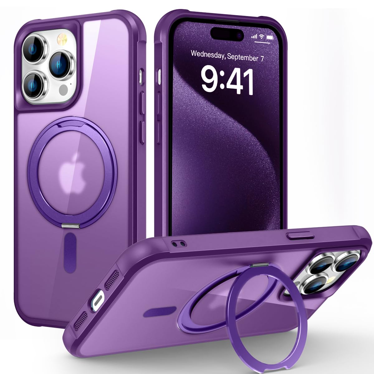Compatible with iPhone 15 Pro Case with Stand 6.1",Purple