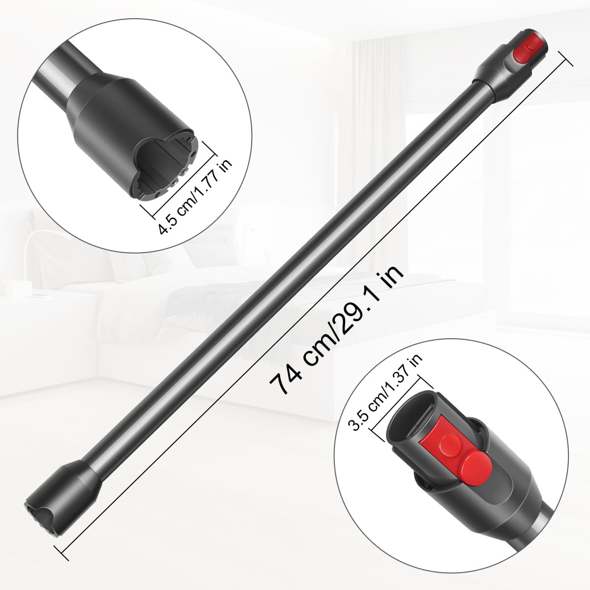 Tube Extension de Rechange Pour Dyson V12 Slim/ V10 Slim/V9 Motorbar Aspirateur, Accessoire de Tube Rallonge avec Dégagement Rapide 74cm-grey