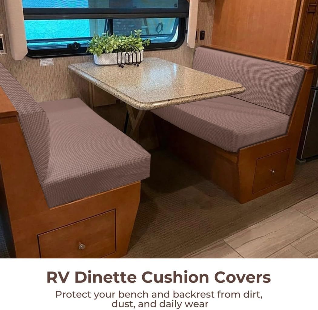 Stretchy Rv Bench and Backrest Cushion Covers, Machine Washable and Universal Fit, 2 Pcs Rv Dinette Cushion Covers, Elastic Loveseat Sofa Protectors