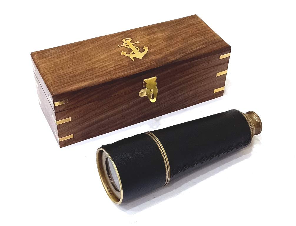 Nautical Brass Pirate Antique Telescope Replica Pirate Royal Navy Spyglass Telescope - 18inches Long Rustic Vintage Home Decor Gifts
