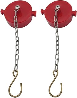 SpringSpray (2 Pack) 1-1/2" NH/NST Plastic Fire Hose Connection Standpipe Cap Fitting and Chain Red Plastic Anti Theft FDC Cap Fire Equipment