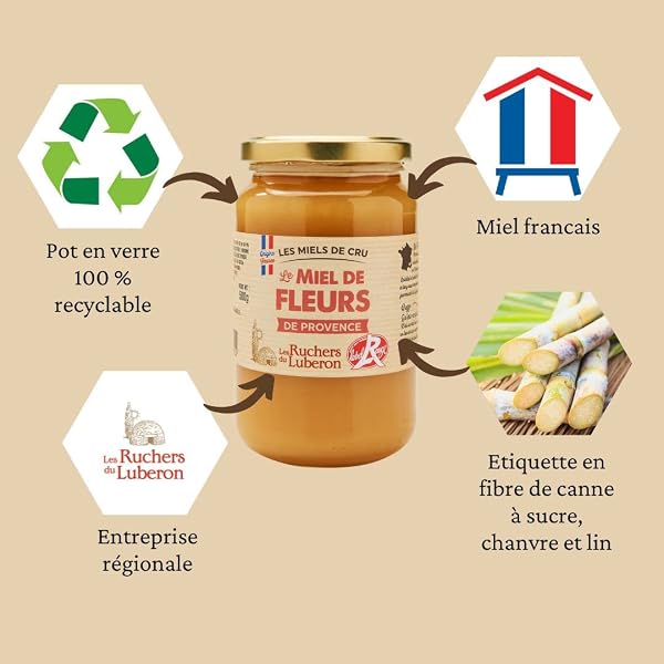 Les Ruchers du Luberon Miel de Fleurs de Provence IGP/Label Rouge 500 g - 4