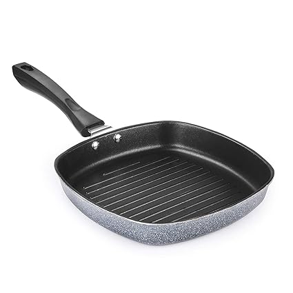 HOMEST Non Stick Aluminium Grill Pan/Toast Pan/Garlic Bread Pan, 22 cm LPG Stove Compatible Only Grill Pan 22 cm(Aluminum, Non-Stick)