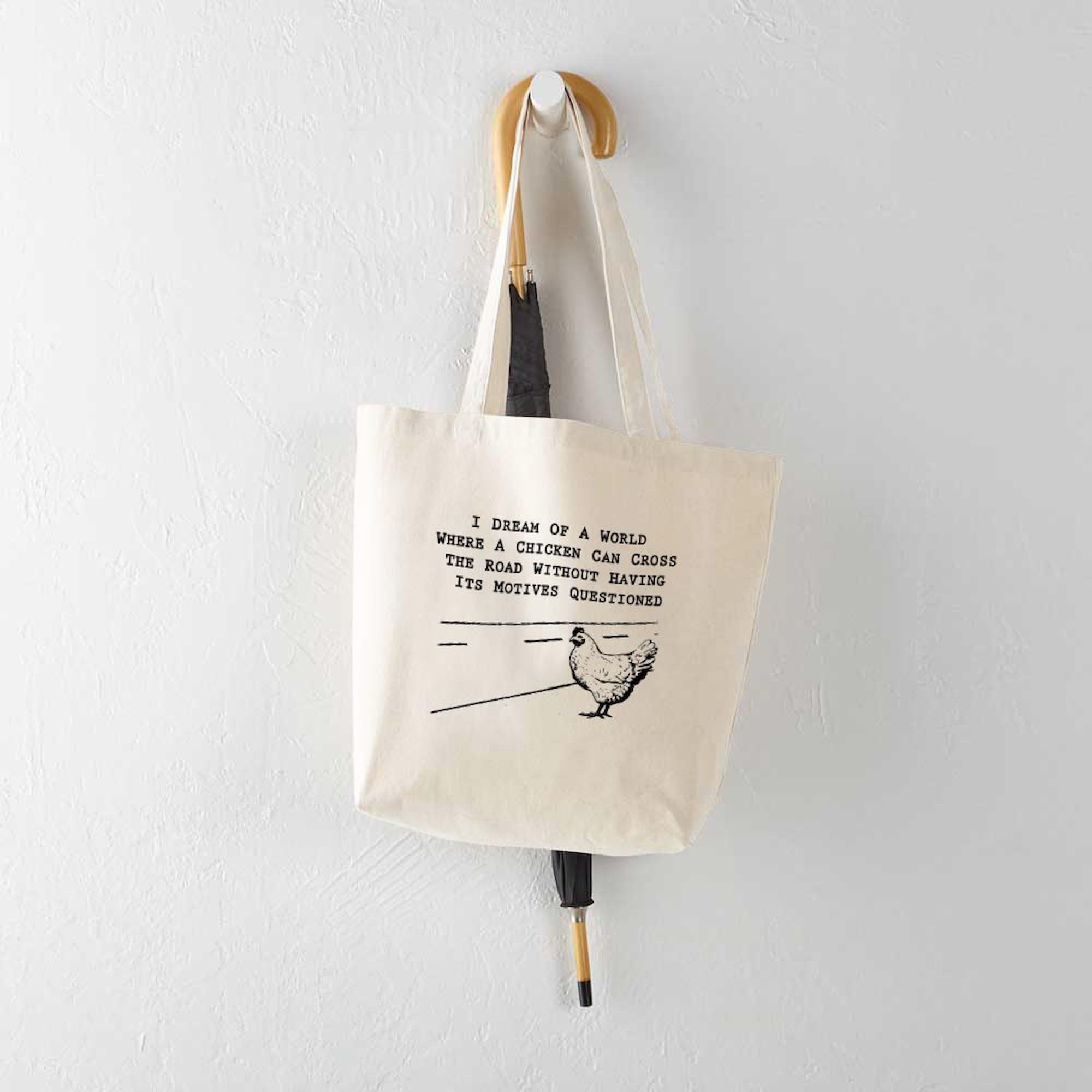 CafePress 'Ain't No Chicken Wing' Canvas Tote Bag - Natural Reusable Shopping Bag, Two Sizes