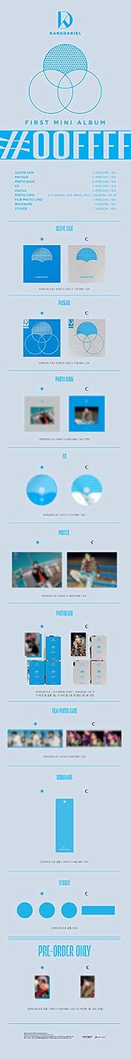 Wanna One Kang Daniel 'CYAN' 1st Mini Album Version.1 CD+72p PhotoBook+1p PhotoCard+1p Film Card+1p Bookmark+4p Sticker+Message PhotoCard SET+Tracking Kpop Sealed