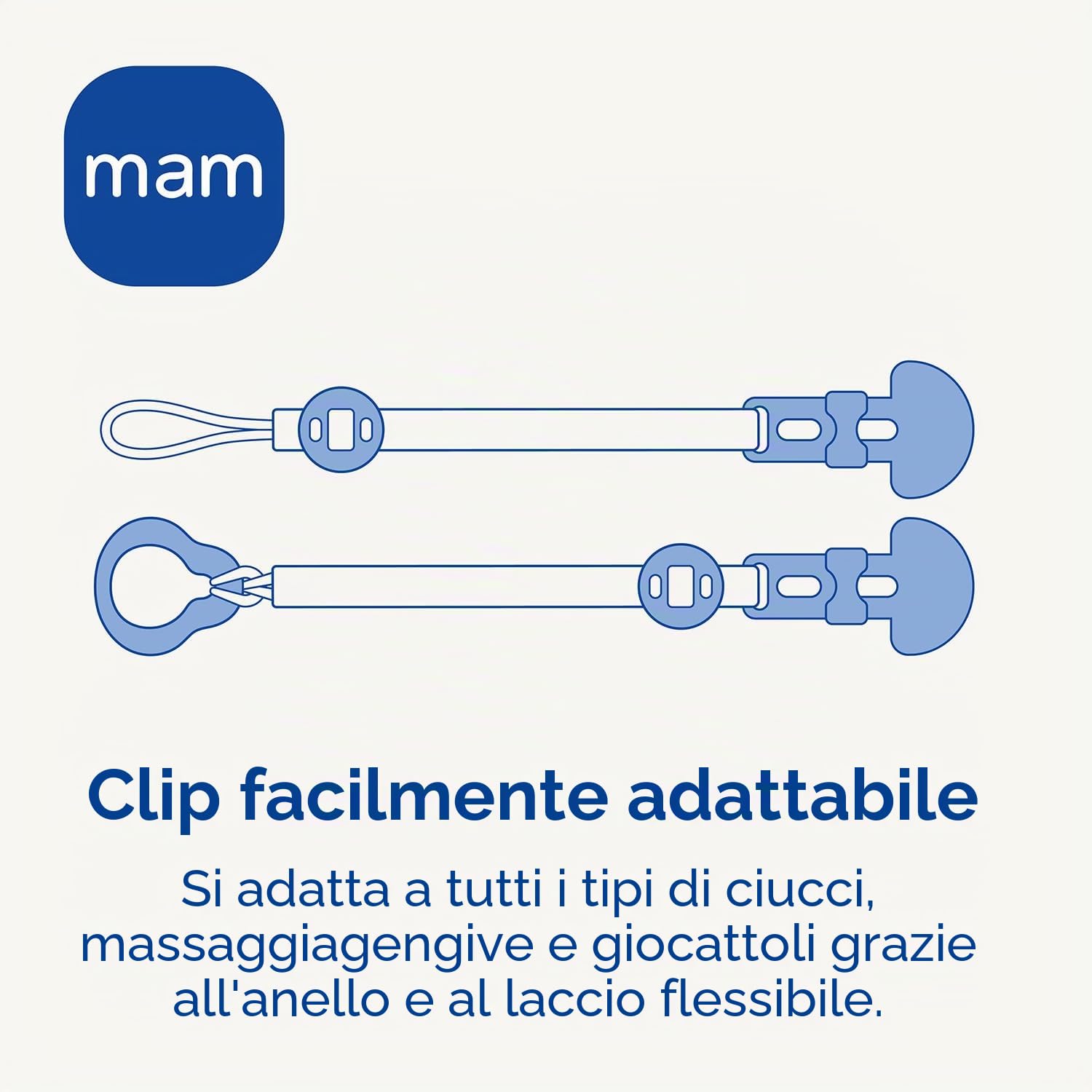 Istruzioni in Lingua Straniera - Mam Clip it! & Cover, Clip per Ciuccio e Portaciuccio, Supporto per Ciuccio, Lunghezza Regolabile, per Tutti i Tipi di Ciucci, 0+ Mesi,design assortiti