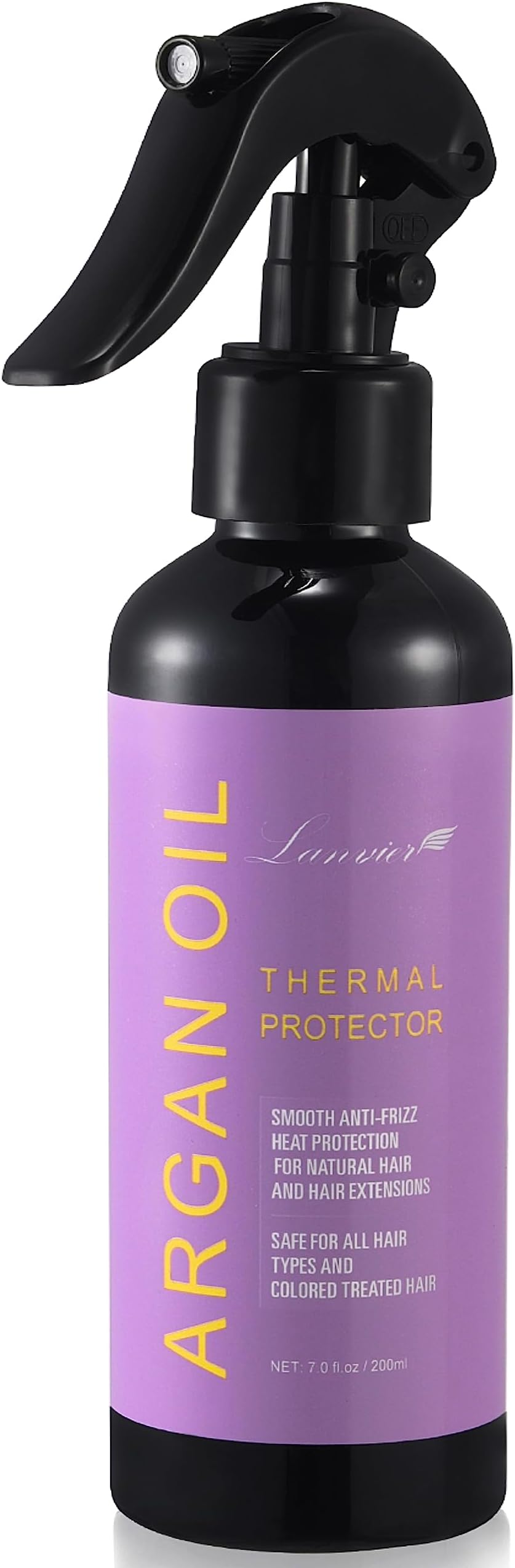 Lanvier Argan Oil Heat Protectant for Hair (6.8 Fl Oz/200ml), Hair Thermal Protector up to 450F from Flat Iron, Curling Iron, Hair Blow Dryer & UV Damage&Breakage and Split Ends-Sulfate & Alcohol Free