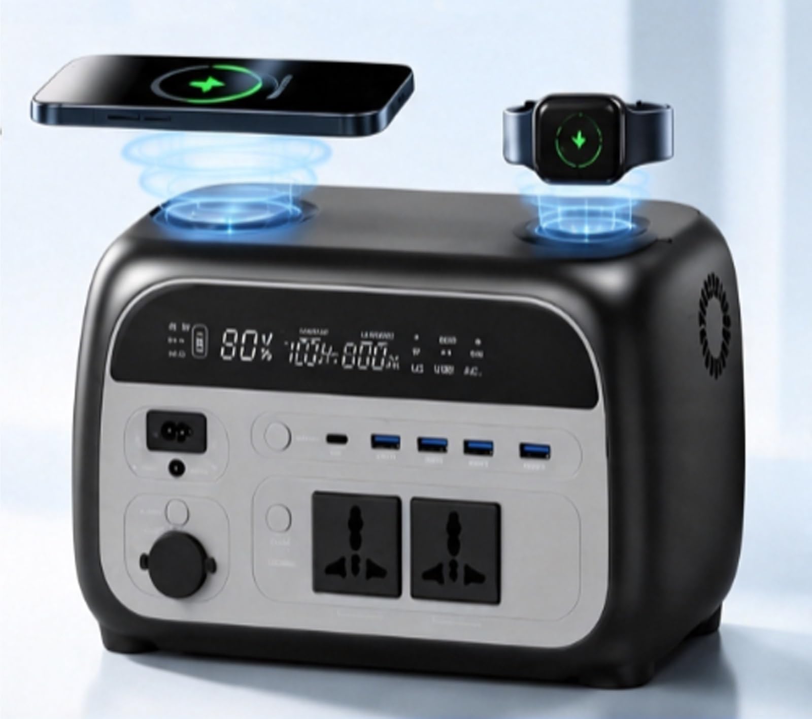 Stazione di alimentazione portatile compatta500W,Generatore solare 345.1Wh | Con MPPT & ricarica wireless, porte multiple per campeggio e alimentazione di emergenza(220V EU Plug)