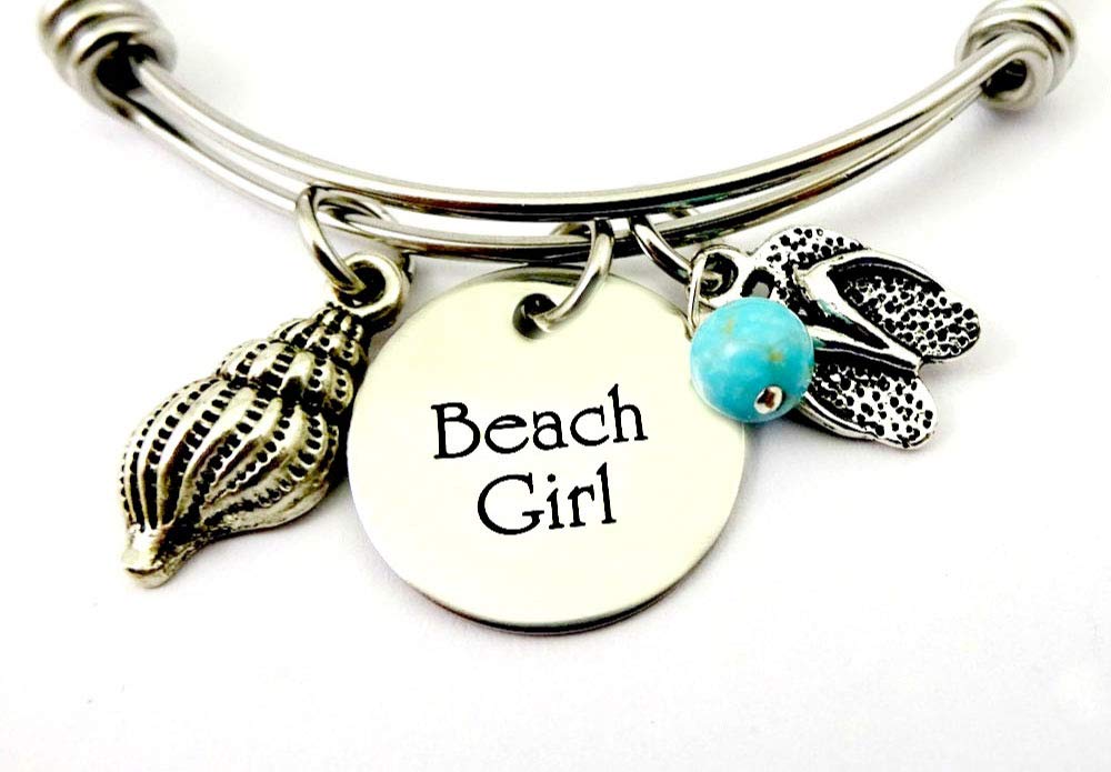 BEACH GIRL Flip Flops Bangle Bracelet