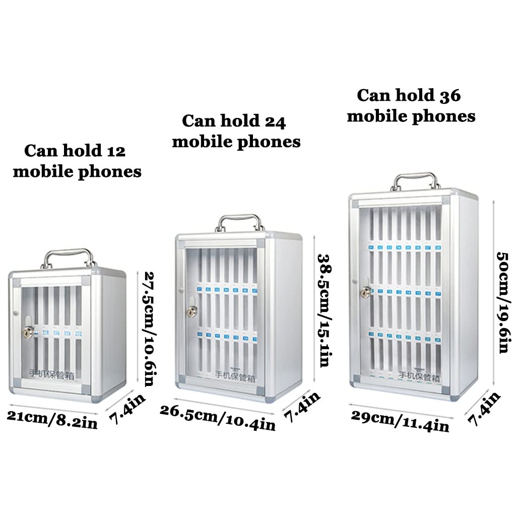 Telefoon Opbergdoos, Aluminium Student Mobiele Telefoon Kluis Mobiel, voor Office Classroom, De Telefoon Lock Box Mobiele Telefoon Houder (Kan worden geplaatst: 12, Kleur: Zilver