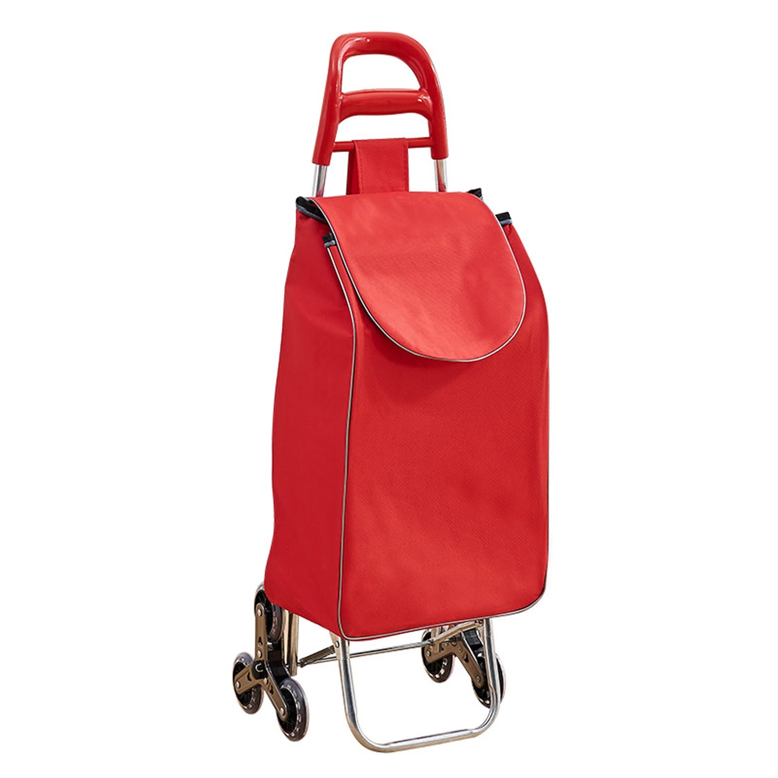 Lightweight Folding Grocery Trolley Cart with 6 Wheels Stair Climbing Design Zip Closure Bag for Easy Transport - Perfect for Shopping Convenience