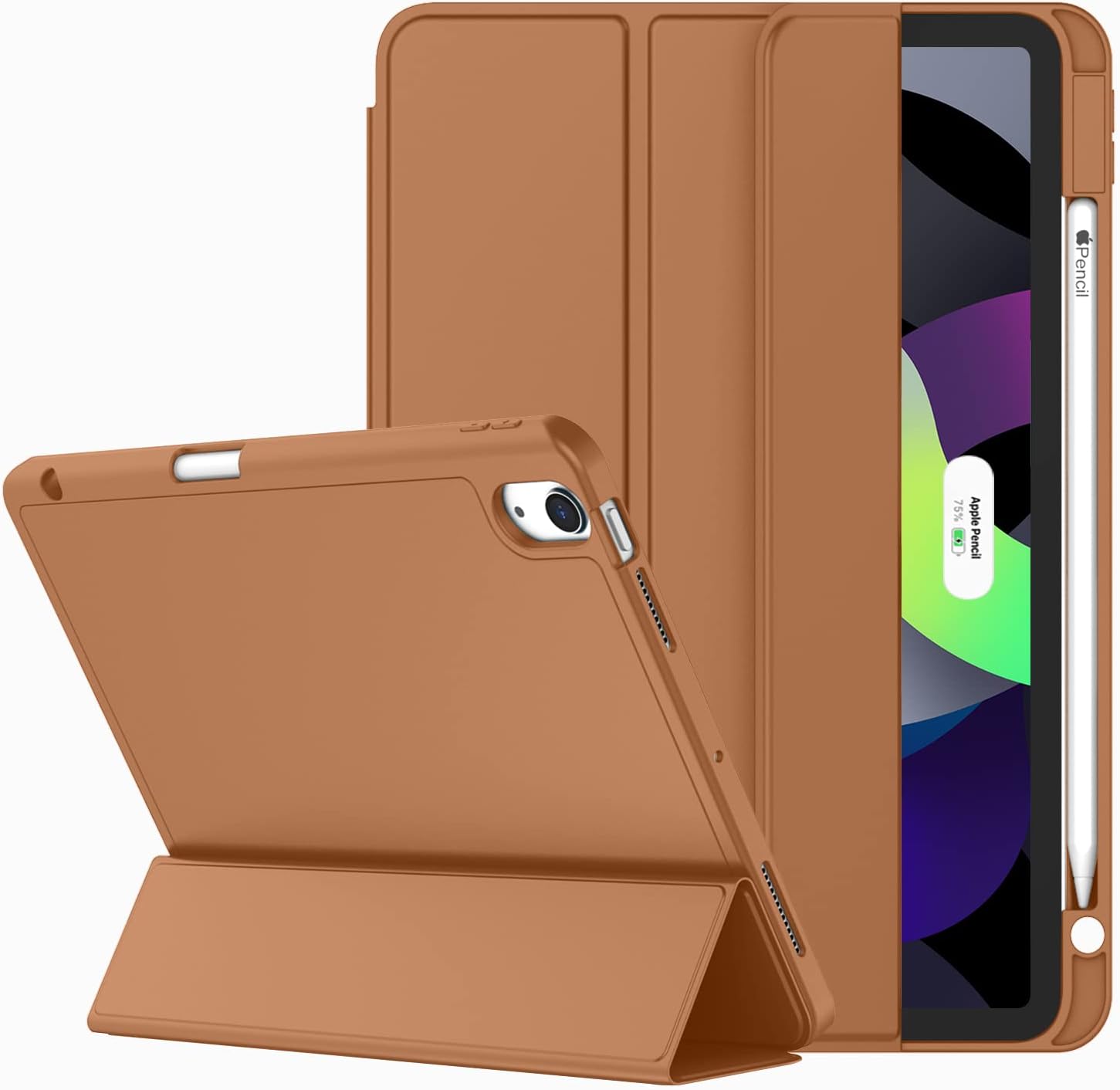 ZryXal iPad Air 11 Inch Case M4 2026/ M3 (2025)/ M2 (2024), iPad Air 5th (2022)/ 4th Generation (2020) 10.9 Inch - Smart Cover with Pencil Holder and Soft TPU Back, Auto Wake/Sleep(Light Gray)