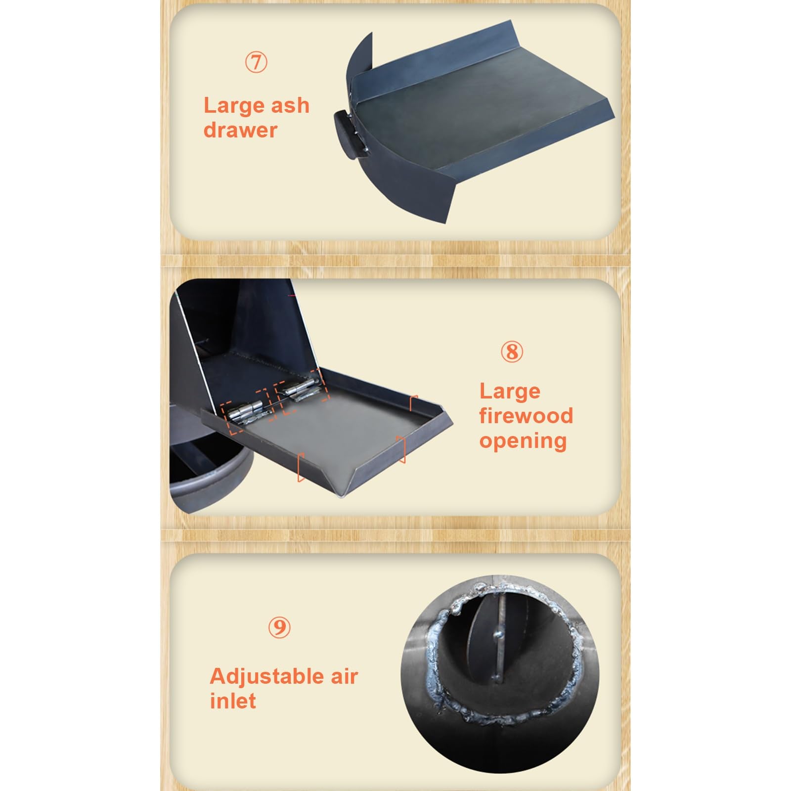 Stufa a Legna da Campeggio Multifunzionale Stufe a Legna da Interno con Chimney Tubo, Piccola Stufa a Legna per Riscaldamento Familiare, per Calore e Cottura(46cm(18.11in))