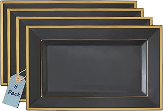 27 Black and Wood Party Decor Ideas for a Classy Setup 29 Black & Gold Rim Rectangular Plastic Serving Trays, 13 x 8 Inches, 6 Pac...